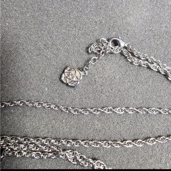 Kendra Scott Blue Lace Agate Rayne Silver Tone Statement Tassel Necklace 28" Lng - Picture 3 of 8